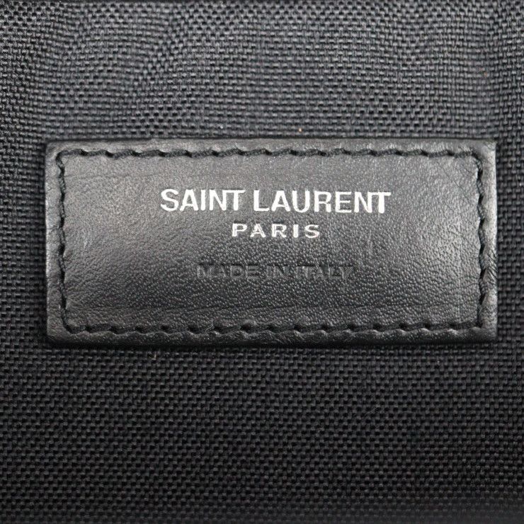 Saint Laurent Paris Backpack Daypack Canvas Leather Black Silver — view 9