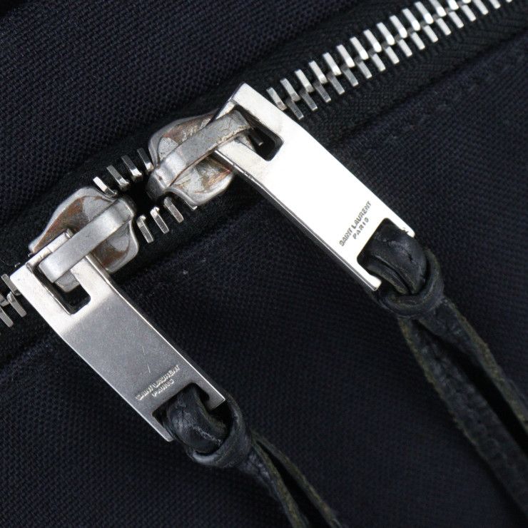 Saint Laurent Paris Backpack Daypack Canvas Leather Black Silver — view 6