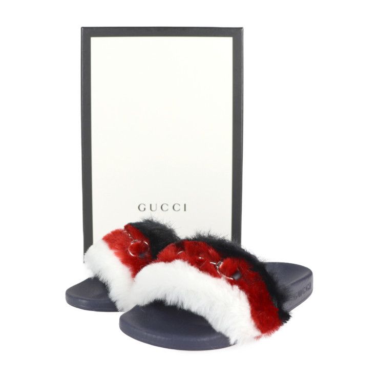 Gucci Horsebit Sandals 29 Rubber Faux Fur Tricolor — view 9