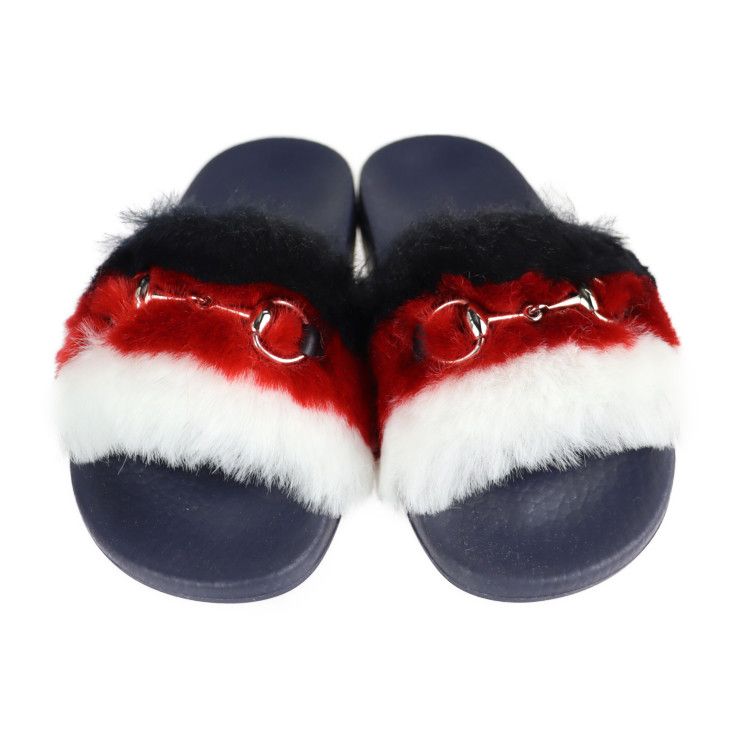 Gucci Horsebit Sandals 29 Rubber Faux Fur Tricolor — view 3
