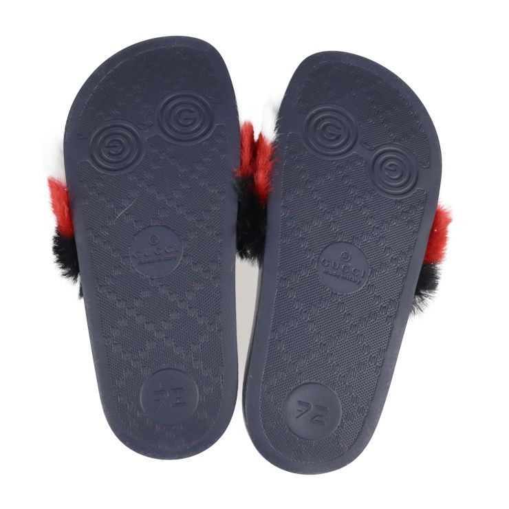 Gucci Horsebit Sandals 29 Rubber Faux Fur Tricolor — view 5