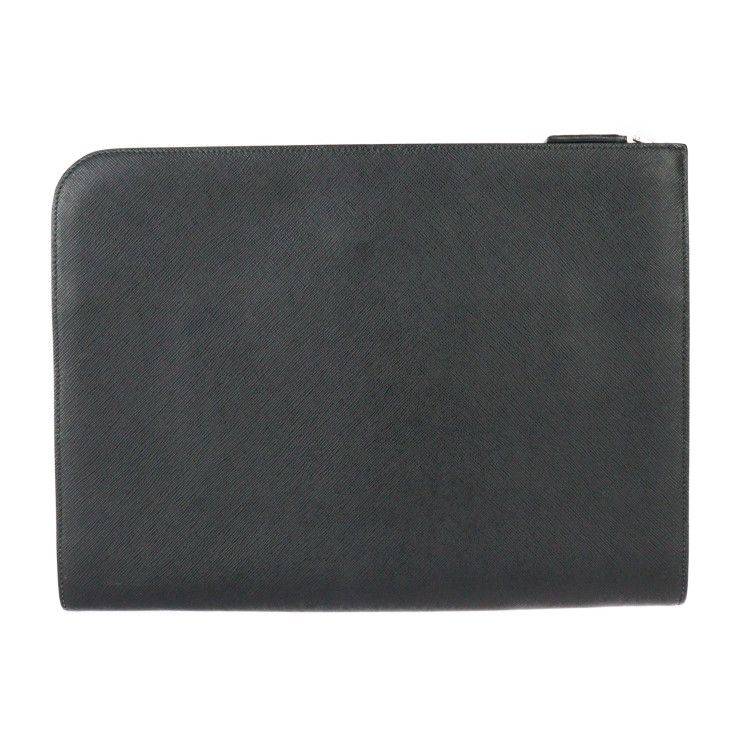 Prada Document Case Second Bag 2 Vn003 Leather Black Blue Silver Hardware — view 3