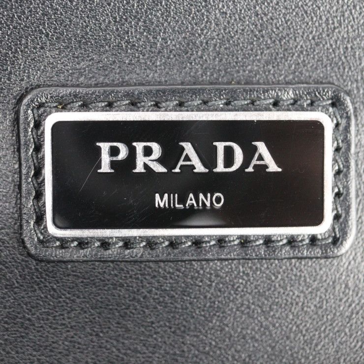 Prada Document Case Second Bag 2 Vn003 Leather Black Blue Silver Hardware — view 9