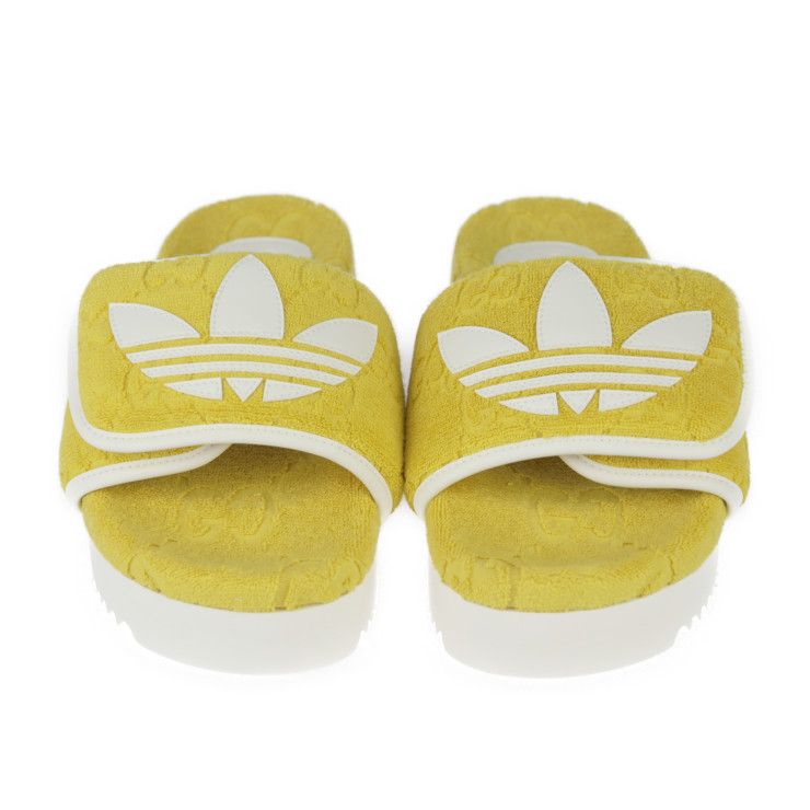 Gucci Platform Sandals Cotton Leather Rubber Yellow Adidas Collaboration — view 3