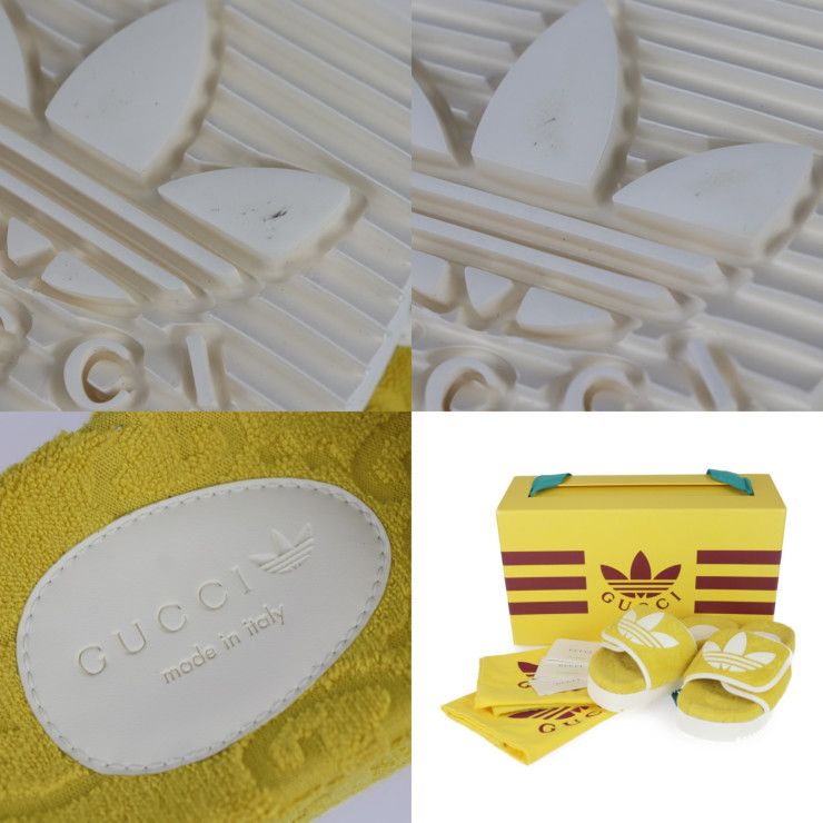Gucci Platform Sandals Cotton Leather Rubber Yellow Adidas Collaboration — view 7