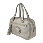 Loewe Mini Boston Bag Handbag Leather Gold Tone Anagram Tassel Fringe — view 2