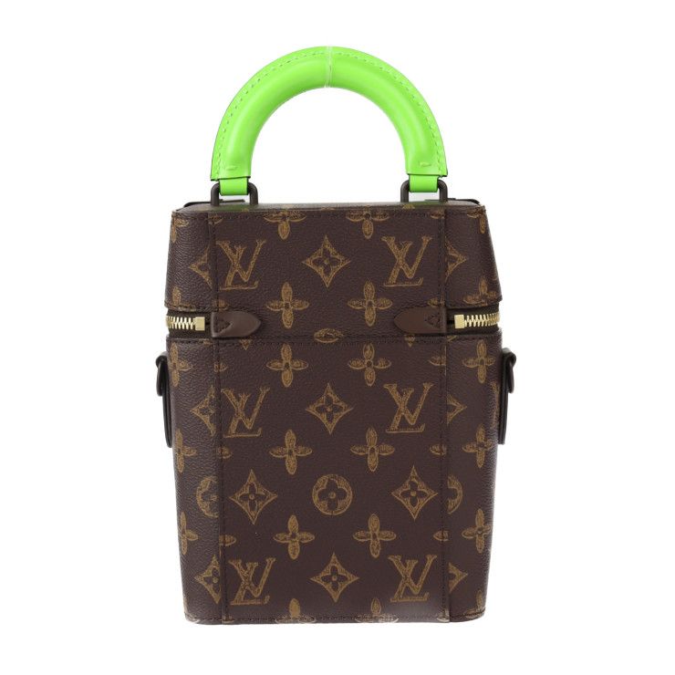 Louis Vuitton Vertical Box Trunk Handbag Leather Brown Green — view 3