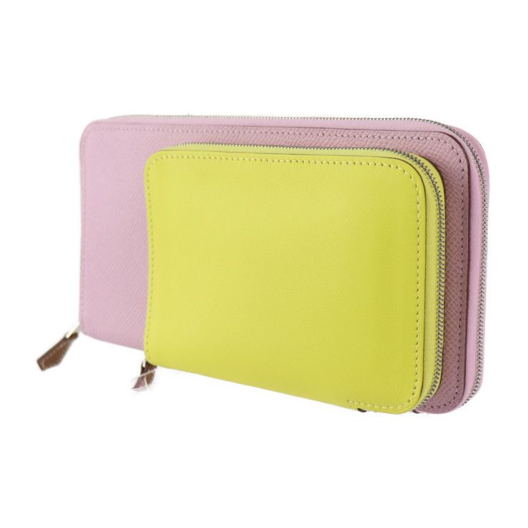 Hermes Nouveau Tougot Shoulder Bag Vaux Epson Vorsoft Mauve Sylvestre Lime — view 3