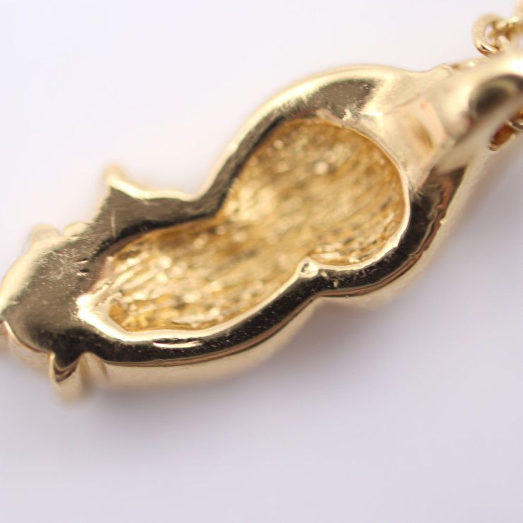 Christian Dior Necklace Metal Rhinestone Gold Clear Green CD Logo Colored Stone — view 6