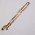 Christian Dior Necklace Metal Rhinestone Gold Clear Green CD Logo Colored Stone — view 4