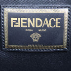 Fendi Tote Bag 7 Va558 Canvas Black Gold Fendace Versace Collaboration 2-Way — view 7