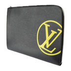 Louis Vuitton Pochette Jules GM Clutch Bag Leather Black Yellow Silver — view 2