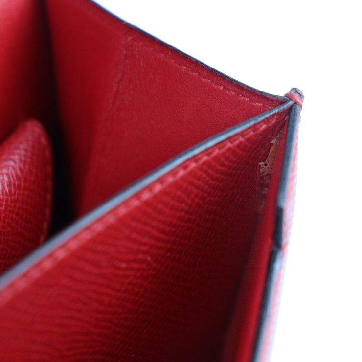 Hermes Clutch Bag Courchevel Red Fako Second Stamped 0 — view 8
