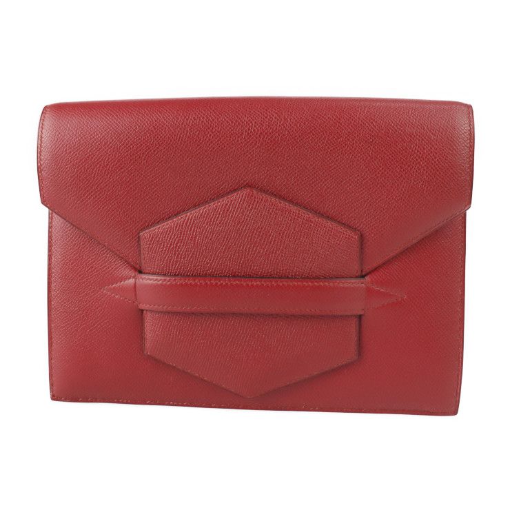 Hermes Clutch Bag Courchevel Red Fako Second Stamped 0 — view 2