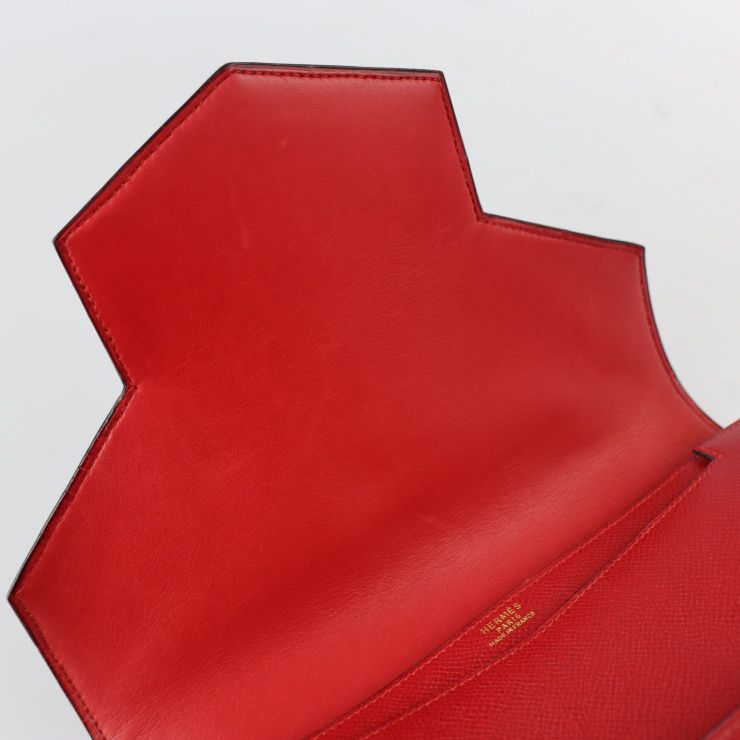 Hermes Clutch Bag Courchevel Red Fako Second Stamped 0 — view 6