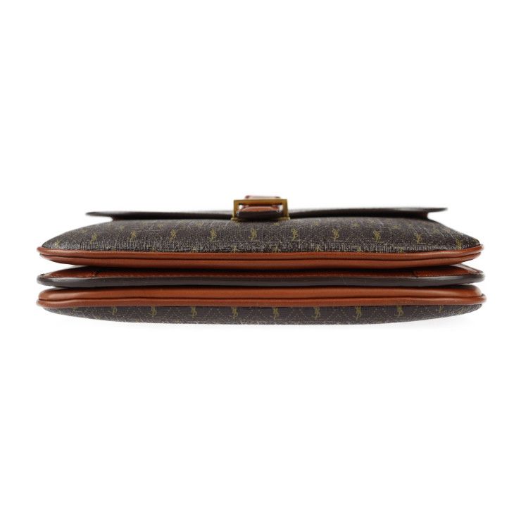 Saint Laurent Satchel Monogram Shoulder Bag Leather Brownish — view 5