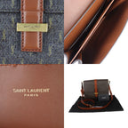 Saint Laurent Satchel Monogram Shoulder Bag Leather Brownish — view 9