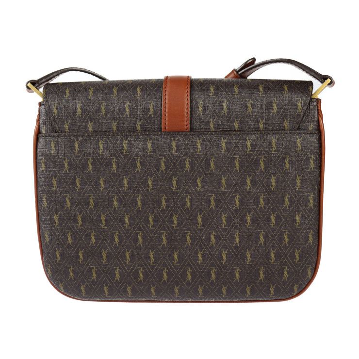 Saint Laurent Satchel Monogram Shoulder Bag Leather Brownish — view 4