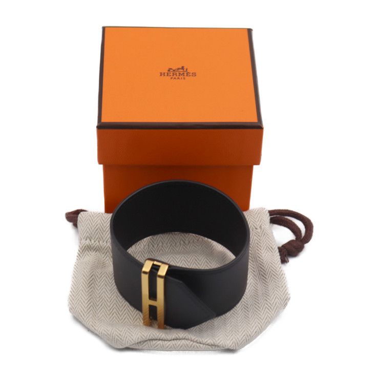 Hermes Elan Bracelet Ccaa Vorsift Black Gold Hardware — view 7