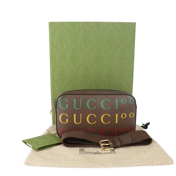 Gucci Belt Bag Waist Calf Leather Brown Multicolor Gold Hardware — view 8