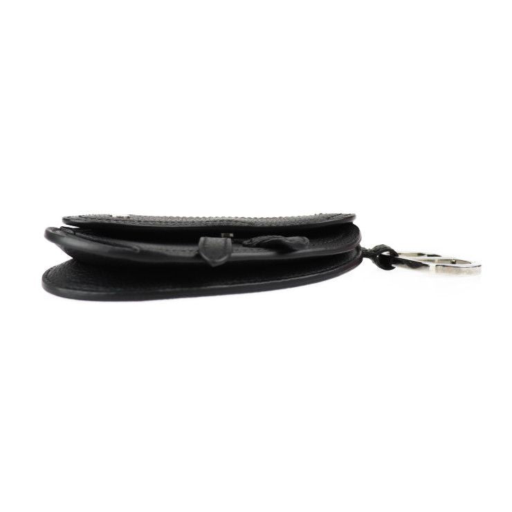 Christian Dior Saddle Poach Pouch Coin Case Leather Black Silver — view 3