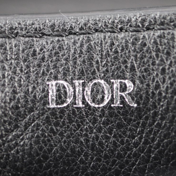 Christian Dior Saddle Poach Pouch Coin Case Leather Black Silver — view 6