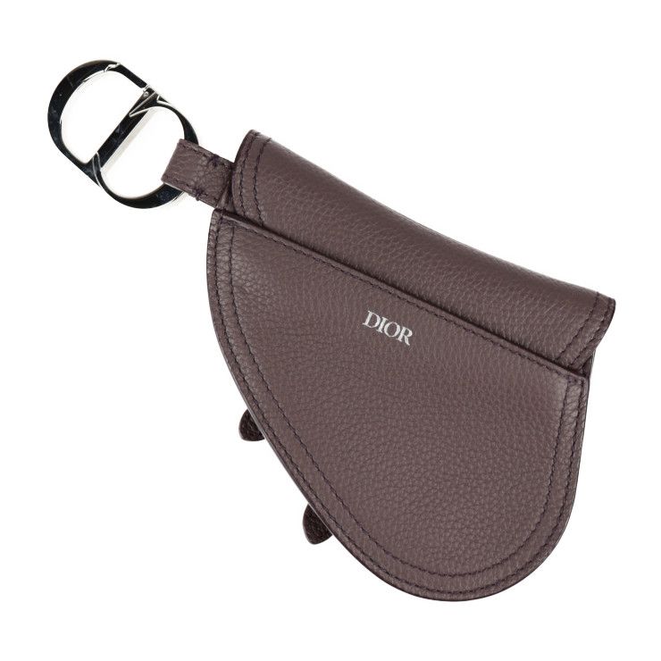 Christian Dior Saddle Poach Pouch Coin Case Leather Purple Silver — view 2