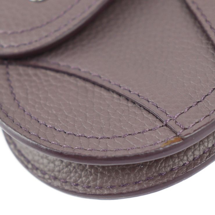 Christian Dior Saddle Poach Pouch Coin Case Leather Purple Silver — view 4
