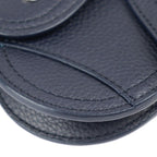 Dior Saddle Poach Pouch Coin Case Leather Dark Navy Silver Hardware — view 4