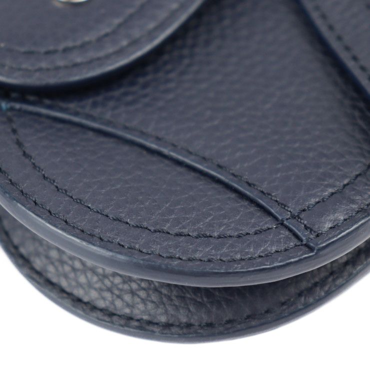 Dior Saddle Poach Pouch Coin Case Leather Dark Navy Silver Hardware — view 4