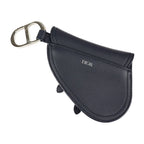 Dior Saddle Poach Pouch Coin Case Leather Dark Navy Silver Hardware — view 2