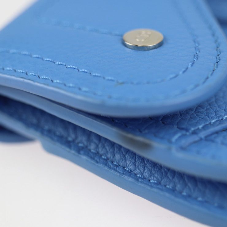 Christian Dior Saddle Poach Pouch Coin Case Leather Blue Silver — view 6