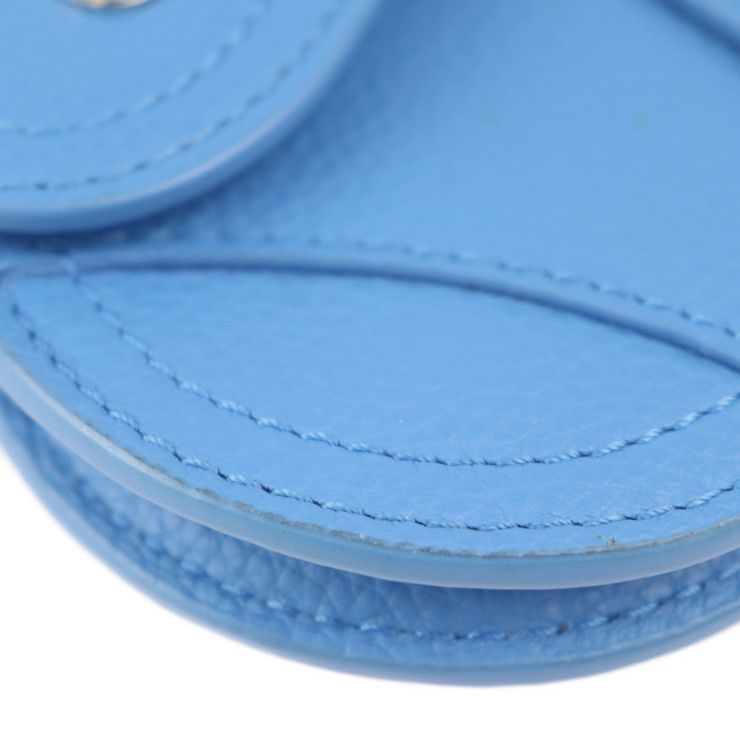 Christian Dior Saddle Poach Pouch Coin Case Leather Blue Silver — view 4