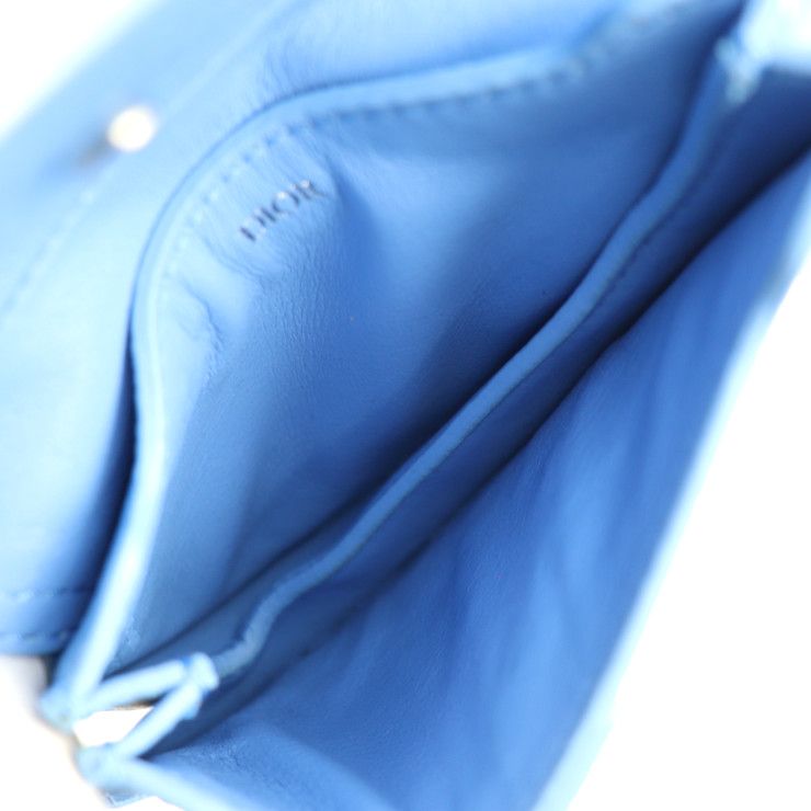 Christian Dior Saddle Poach Pouch Coin Case Leather Blue Silver — view 8