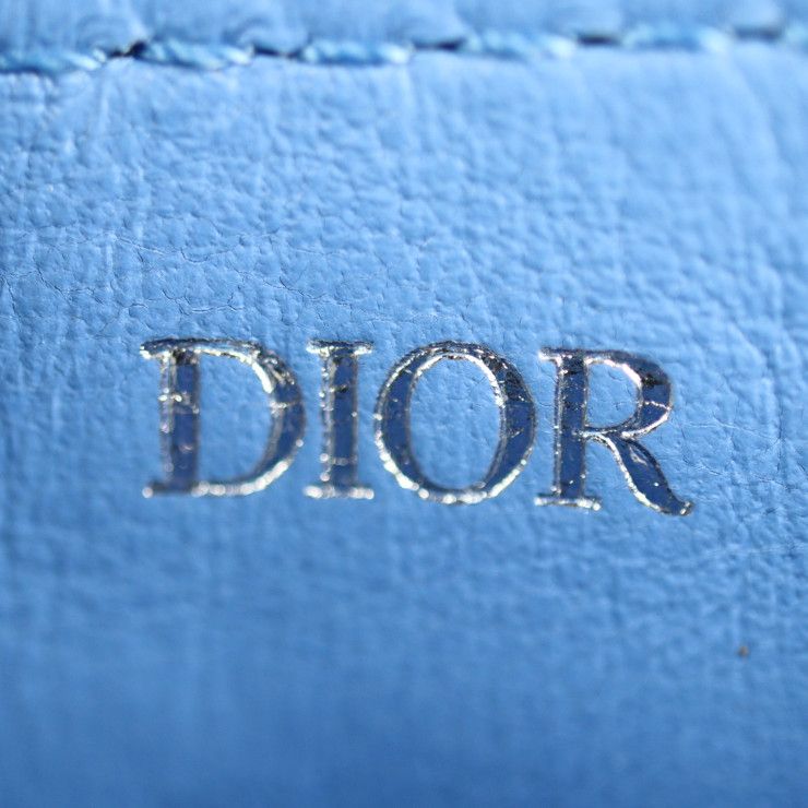 Christian Dior Saddle Poach Pouch Coin Case Leather Blue Silver — view 9