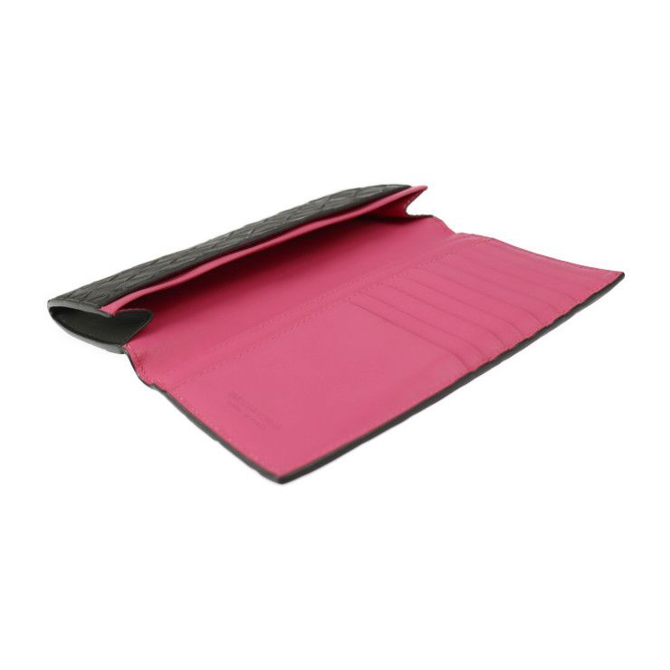 Bottega Veneta Bifold Wallet Leather Black Pink Intrecciat — view 7