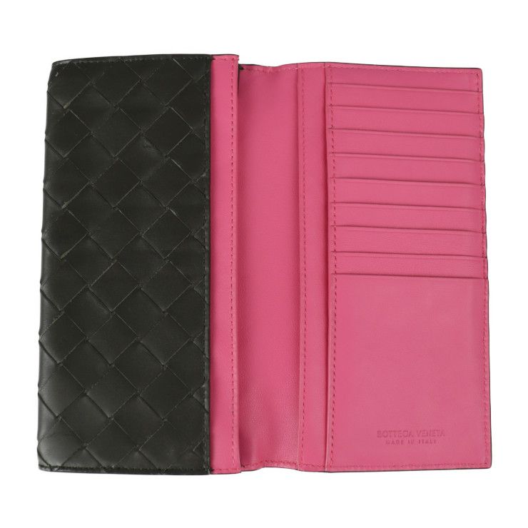 Bottega Veneta Bifold Wallet Leather Black Pink Intrecciat — view 6