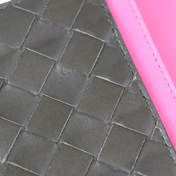 Bottega Veneta Bifold Wallet Leather Black Pink Intrecciat — view 8