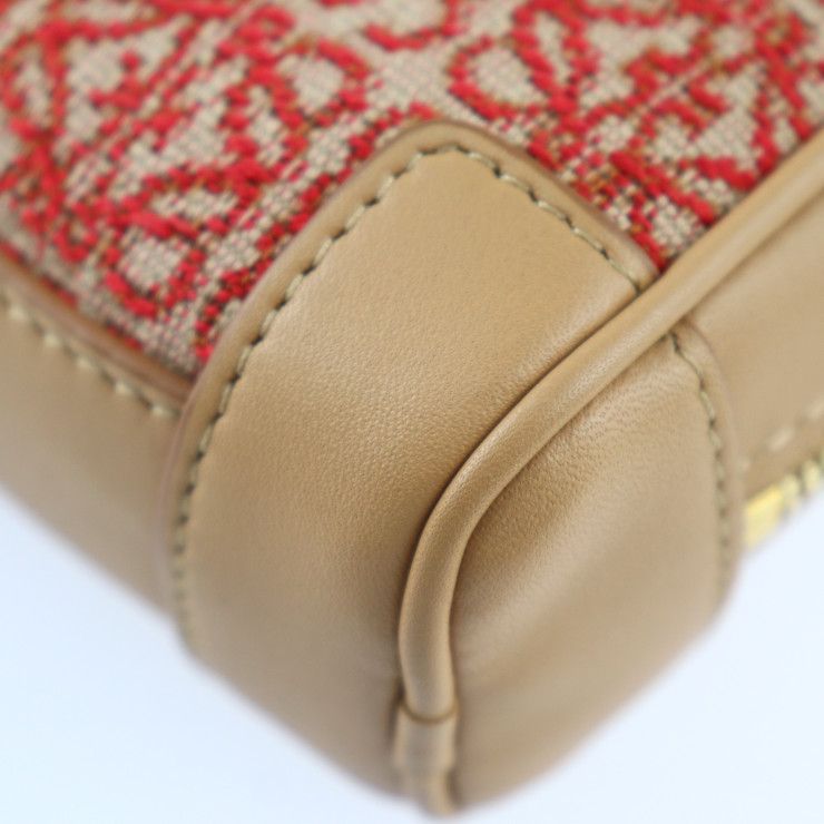 Loewe Amazona Nano Handbag A039 U96 X02 Canvas Calf Leather Red Light Brown — view 6