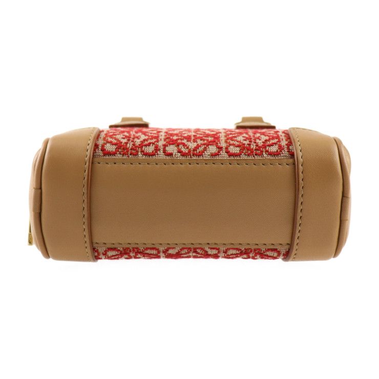 Loewe Amazona Nano Handbag A039 U96 X02 Canvas Calf Leather Red Light Brown — view 5