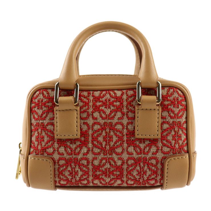 Loewe Amazona Nano Handbag A039 U96 X02 Canvas Calf Leather Red Light Brown — view 2