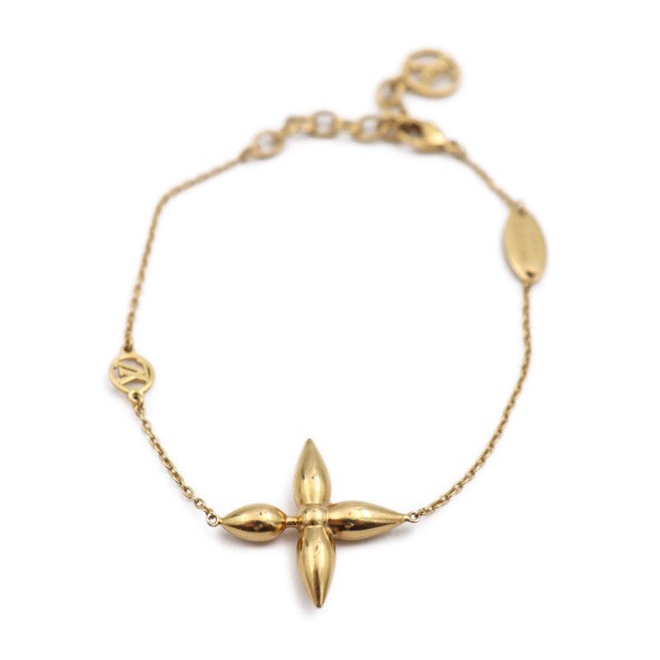 Louis Vuitton Bracelet Louisette Metal Gold Flower Viton — view 3