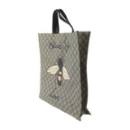 Gucci Bee Print Tote Bag Leather Beige Brown — view 2