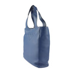 Prada Tote Bag 2 Vg092 Leather Blue Vitello Daino Triangle — view 2
