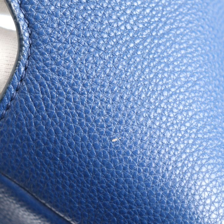 Prada Tote Bag 2 Vg092 Leather Blue Vitello Daino Triangle — view 7