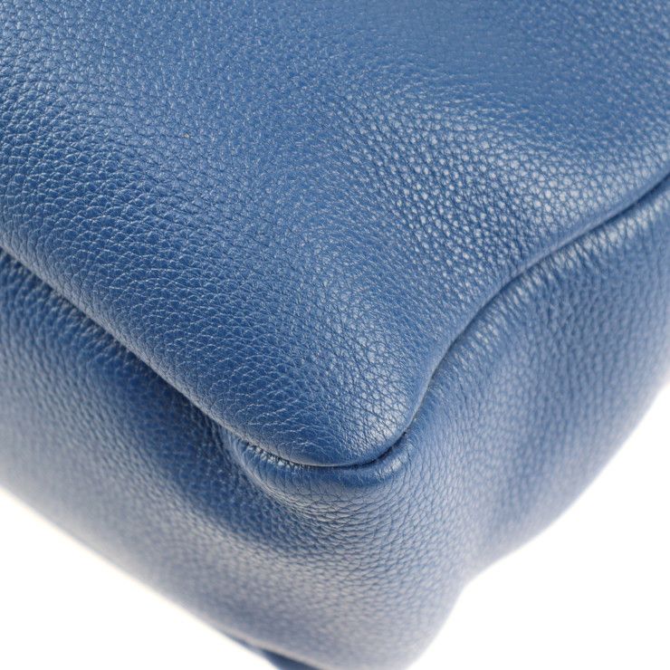 Prada Tote Bag 2 Vg092 Leather Blue Vitello Daino Triangle — view 5
