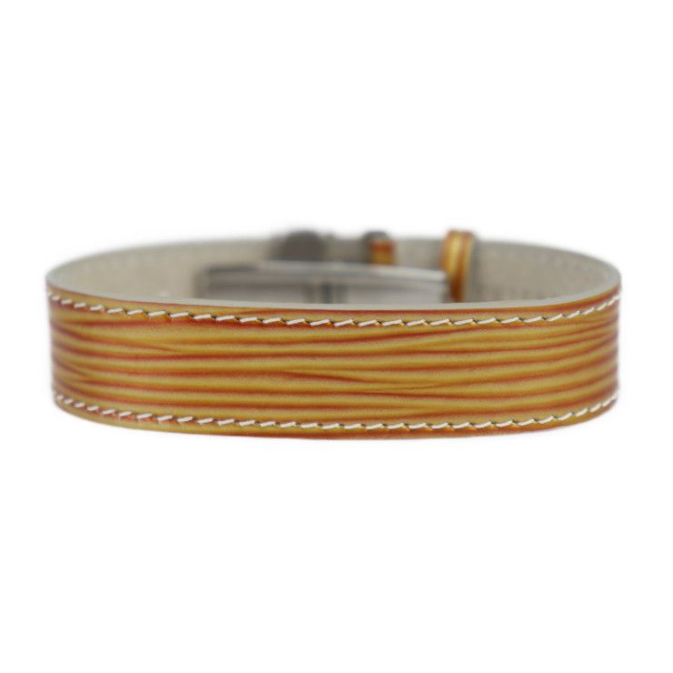 Louis Vuitton Good Luck Bracelet Patent Leather Gold Tone Orange — view 4