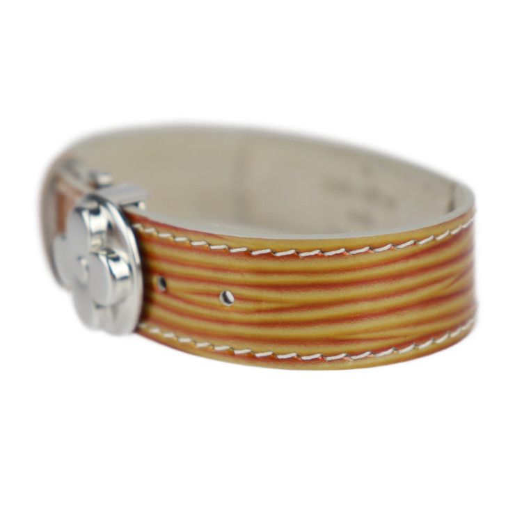 Louis Vuitton Good Luck Bracelet Patent Leather Gold Tone Orange — view 3
