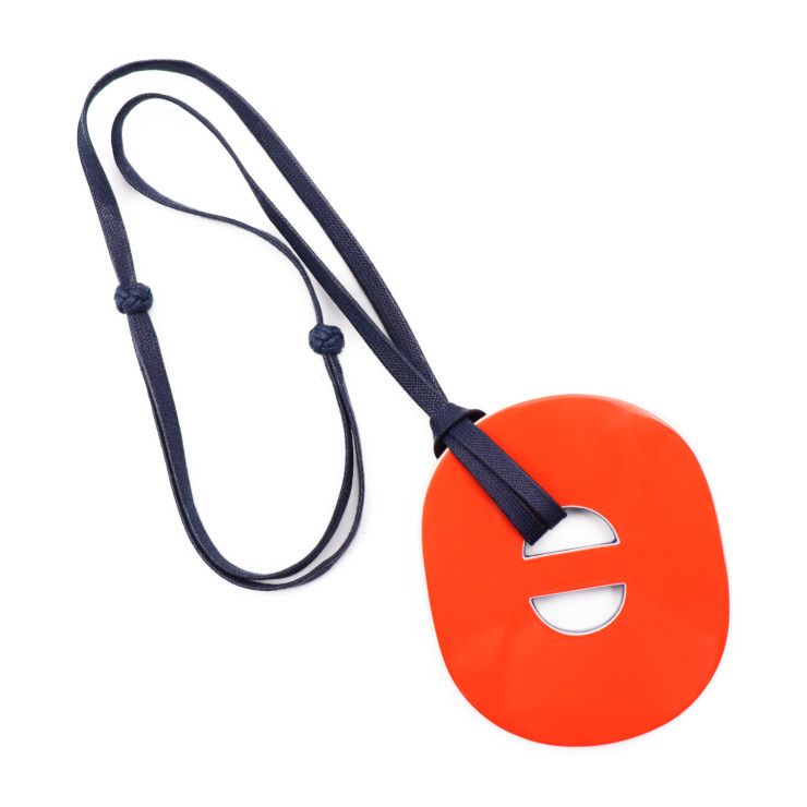 Hermes Necklace Lacquered Wood Yellowish Orange Chaine D'ancre Pendant — view 3