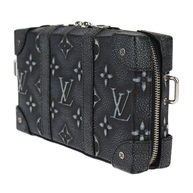 Louis Vuitton Soft Trunk Wallet Shoulder Bag Leather Black Silver — view 2